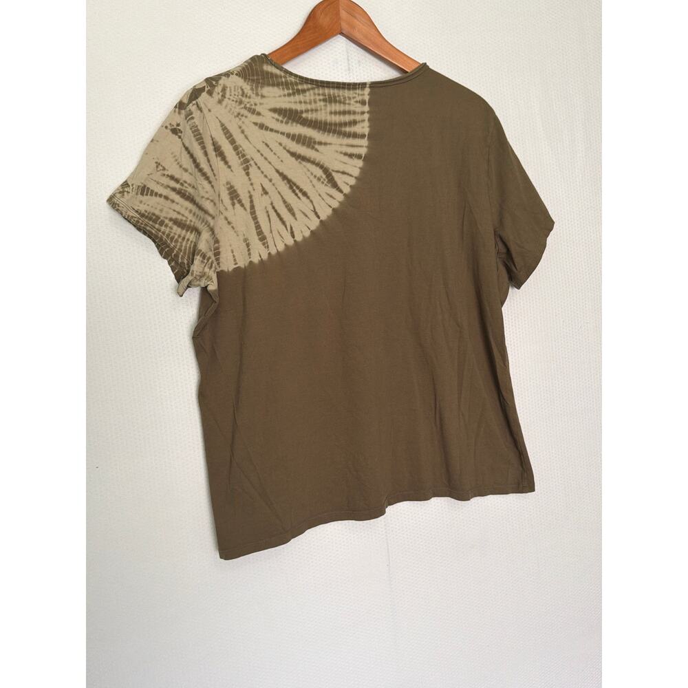 Michael Kors 1X Olive Green Gold Logo Tee Tie Dye Short Sleeve Plus Top - Picture 8 of 10